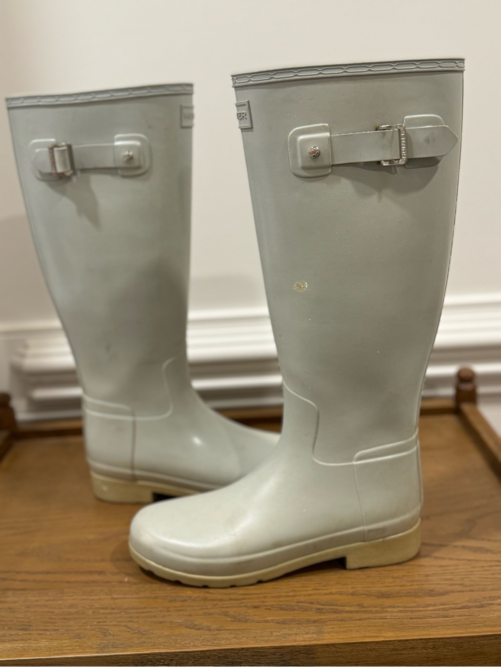 Hunter Original Tall Women's Refined GLOSS Tall Rain Boots Stormy Gray Size 7 - Picture 7 of 15